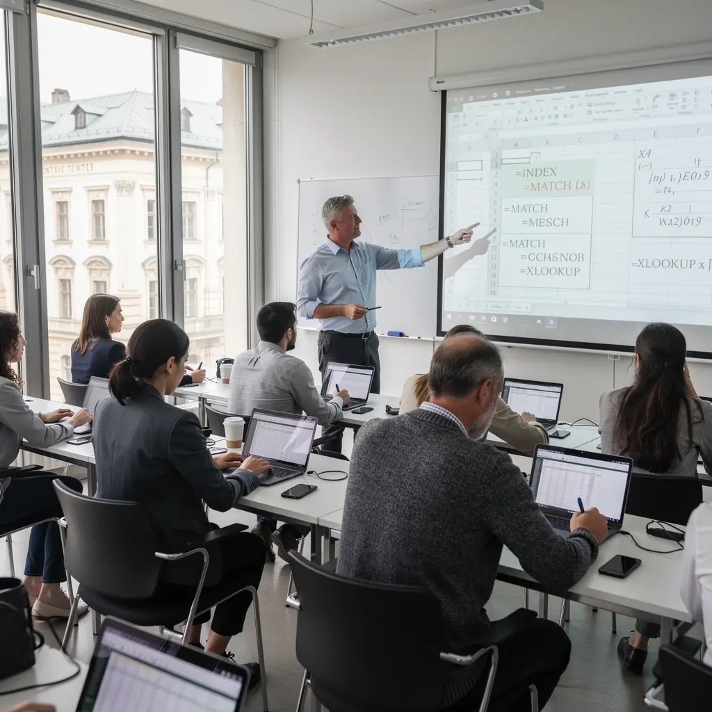 Ein Trainer erklärt die Anwendung von Pivot-Tabellen in Excel.