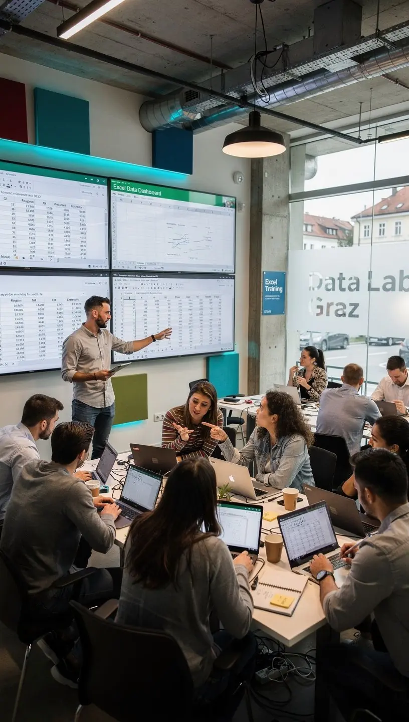 Eine Bildschirmansicht von komplexen Excel-Formeln und Pivot-Tabellen zur Datenanalyse.