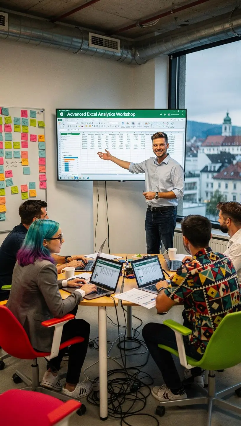 Eine Bildschirmansicht von komplexen Excel-Formeln und Pivot-Tabellen zur Datenanalyse.